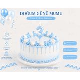 Parti Dükkanı Mavi 3 Rakam Pasta Mumu 12 cm Doğum Günü Sayı Mumu