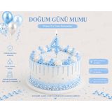 Parti Dükkanı Mavi 4 Rakam Pasta Mumu 12 cm Doğum Günü Sayı Mumu