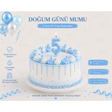Parti Dükkanı Mavi 5 Rakam Pasta Mumu 12 cm Doğum Günü Sayı Mumu