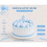 Parti Dükkanı Mavi 6 Rakam Pasta Mumu 12 cm Doğum Günü Sayı Mumu