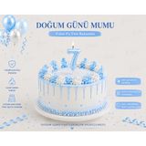 Parti Dükkanı Mavi 7 Rakam Pasta Mumu 12 cm Doğum Günü Sayı Mumu