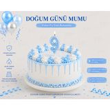 Parti Dükkanı Mavi 9 Rakam Pasta Mumu 12 cm Doğum Günü Sayı Mumu