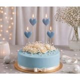 Parti Dükkanı Mavi Kalp Şekilli Pasta Mumu 4 Adet Saplı Doğum Günü Mum Seti Romantik Pasta Süsü Parti Malzemesi - 1