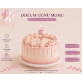 Parti Dükkanı Pembe 5 Rakam Pasta Mumu 12 cm Doğum Günü Sayı Mumu