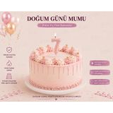 Parti Dükkanı Pembe 7 Rakam Pasta Mumu 12 cm Doğum Günü Sayı Mumu