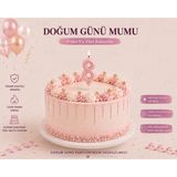 Parti Dükkanı Pembe 8 Rakam Pasta Mumu 12 cm Doğum Günü Sayı Mumu