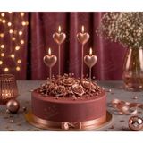 Parti Dükkanı Rose Gold Kalp Şekilli Pasta Mumu 4 Adet Saplı Doğum Günü Mum Seti Romantik Pasta Süsü Parti Malzemesi - 1