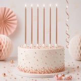 Parti Dükkanı Rose Gold Renk 20 cm Ince Pasta Mumu Uzun Doğum Günü Mumları Pasta Süsleme Parti Malzemesi - 1