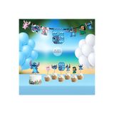 Parti Evreni Stitch Doğum Günü Seti | Yaş Seçenekli Afiş, Pasta Süsü Seti, Balon