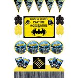 Parti Furyası Batman Doğum Günü Konsepti 8 Kişilik Afişli Masa Etekli Sarı Set+Batman Parti Malzemeleri 8 Kişilik Afişli Masa Etekli Set - Renkli