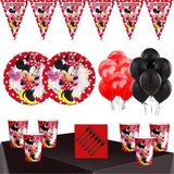 Parti Furyası Kırmızı Minnie Mouse Tema Doğum Günü Parti Seti Ekonomik Süsler 16 Kişilik
