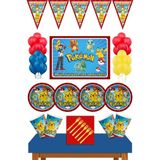 Parti Furyası Pokemon Doğum Günü Konsepti Afişli 16 kişilik Pokemon Doğum Günü Seti - Renkli