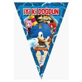 Parti Furyası Sonic Boom Parti Malzemeleri Üçgen Iyi Ki Doğdun Flama