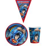 Parti Furyası Superman 8 Kişilik Erkek Doğum Günü Mini Set Erkek Çocuk Parti Seti Süsleme