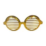 Parti Gözlük Plastik Camsız Panjur Yuvarlak Şekilli Gold 14x6 Cm
