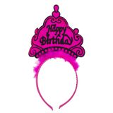 Parti Happy Birthday Yazılı Neon Fuşya Renk Doğum Günü Tacı MKTB-SMR0649-FUSYA