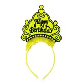 Parti Happy Birthday Yazılı Neon Sarı Renk Doğum Günü Tacı SMR0649-SARI