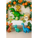 parti hediye sepeti Dinozor Temalı 2 Yaş Doğum Günü Balon Seti | 4 Folyo Dinozor + Rakam Balon + Yeşil Turuncu Balonlar