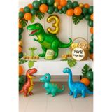 parti hediye sepeti Dinozor Temalı 3 Yaş Doğum Günü Balon Seti | 4 Folyo Dinozor + Rakam Balon + Yeşil Turuncu Balonlar
