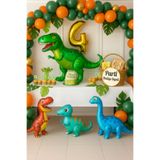 parti hediye sepeti Dinozor Temalı 4 Yaş Doğum Günü Balon Seti | 4 Folyo Dinozor + Rakam Balon + Yeşil Turuncu Balonlar