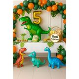 parti hediye sepeti Dinozor Temalı 5 Yaş Doğum Günü Balon Seti | 4 Folyo Dinozor + Rakam Balon + Yeşil Turuncu Balonlar