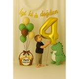 parti hediye sepeti Dinozor Temalı Doğum Günü Balon Seti Su Yeşili Kahverengi Beyaz | Rakam Folyo Dahil