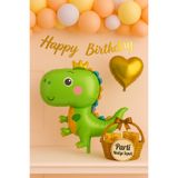 parti hediye sepeti Kral Dinozor Doğum Günü Süs Seti | Gold Kalp Folyo Balon | Happy Birthday Yazısı