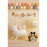 parti hediye sepeti Pastel Kedi & Güneş Balon Seti | Happy Birthday Doğum Günü Süsleri