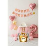 parti hediye sepeti Pembe Gold 2 Yaş Doğum Günü Balon Seti | Kalp Folyo + Happy Birthday Yazısı + Şeffaf Pullu Balon