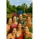 Parti Kırtasiye Renkli Team Bride Taç 10'lu Set - Bekarlığa Veda, Kına ve Gelin Partisi İçin Simli Aksesuar