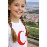Parti Kırtasiye Ünisex Kısa Kol Beyaz Çocuk Bayrak Ay Yıldızlı 23 Nisan 29 Ekim 10 Kasım Gösteri Özel Tişört - 3 - 4 Yaş