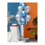 parti kral Mavi Gümüş Şeffaf Balonlu 13 lü Balon Standı