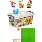 Parti Oyun Evi Yeşil Uygulama Zeminli Parçalı Setler Mikro Blok Funny Blocks 300 Parça Plastik Kutulu