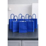 parti pera 12 Adet Mini Koyu Mavi Büküm Saplı Kraft Karton Çanta Hediyelik 15x11x6 cm