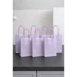 parti pera 12 Adet Mini Makaron Lila Büküm Saplı Kraft Karton Çanta Hediyelik 15x11x6 cm
