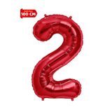 parti pera 2 Yaş Kırmızı Rakam Folyo Balon 100 cm