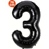 Parti Pera 3 Yaş 76 cm Siyah Rakam Folyo Balon