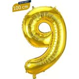 Parti Pera 9 Yaş Gold Renk Rakam Folyo Balon 100 cm