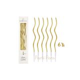 parti pera Altın Renk Gold Pasta Mumu Spiral Kıvrık Mum 6'lı