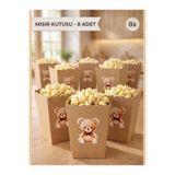 parti pera Ayıcık Şekilli Kraft Mısır Kutusu Popcorn 8 Adet