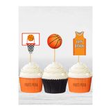 parti pera Basketbol Şekilli Cupcake Kürdan Süsü 15 Adet