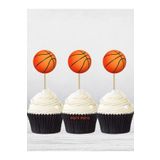 parti pera Basketbol Topu Şekilli Cupcake Pasta Kürdan Süsü 15 Adet