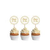 parti pera Bride To Be Yazılı Yuvarlak Cupcake Kürdan Süsü 15 Adet