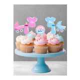 parti pera Cinsiyet Baby Shower Temalı Şekilli Cupcake Kek Kapsülü Kürdan Süsü 15 Adet
