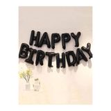 parti pera Happy Birthday Siyah Folyo Balon Seti 16 Inç 40 Cm Set