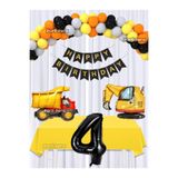 parti pera inşaat Konsept Doğum Günü Balon Seti Süsü Kepçe Folyo Balon Kamyon Folyo Balon Rakam Folyo Balon