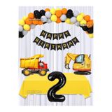 parti pera inşaat Konsept Doğum Günü Balon Seti Süsü Kepçe Folyo Balon Kamyon Folyo Balon Rakam Folyo Balon