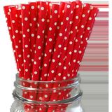 Parti Pera Kağıt Pipet 24 Adet - Beyaz - Kırmızı