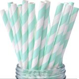 Parti Pera Kağıt Pipet 24 Adet - Mint Yeşili - Beyaz