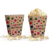 Parti Pera Kraft Happy Birthday Mısır Kutusu Popcorn 8 Adet